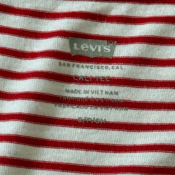 levi's t-shirt for women white with red  strips short sleeves Small - Picture 4 of 4